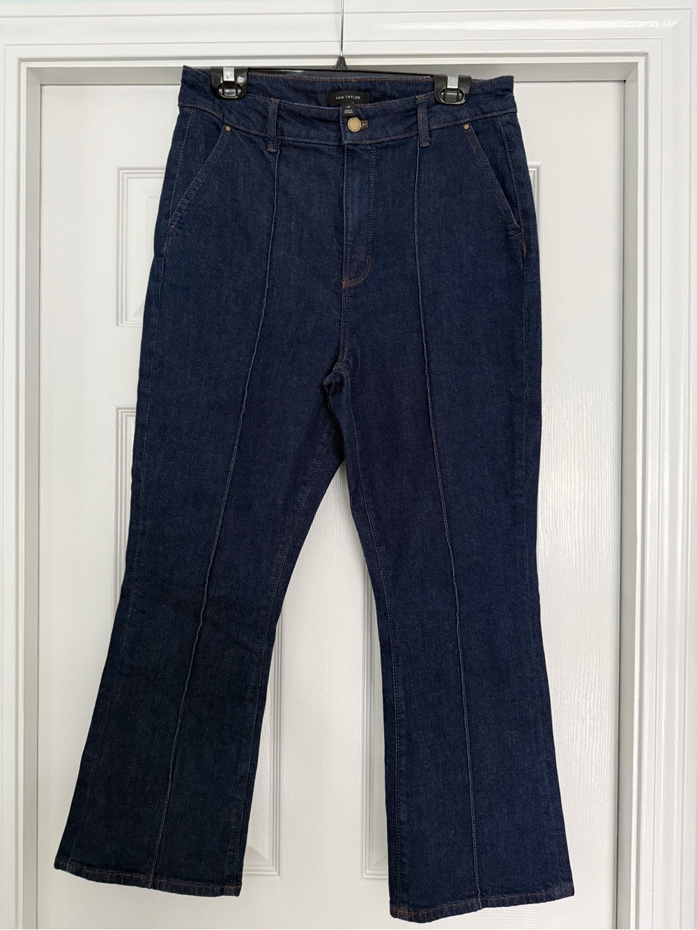Ann Taylor Dark Blue High-Rise Seamed Curvy Fit Boot Ankle Petite Jeans - 12P